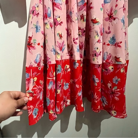 Nanette Lepore Pink Floral Long Sleeve Midi Dress Size 16 Coquette Romantic - Picture 7 of 16